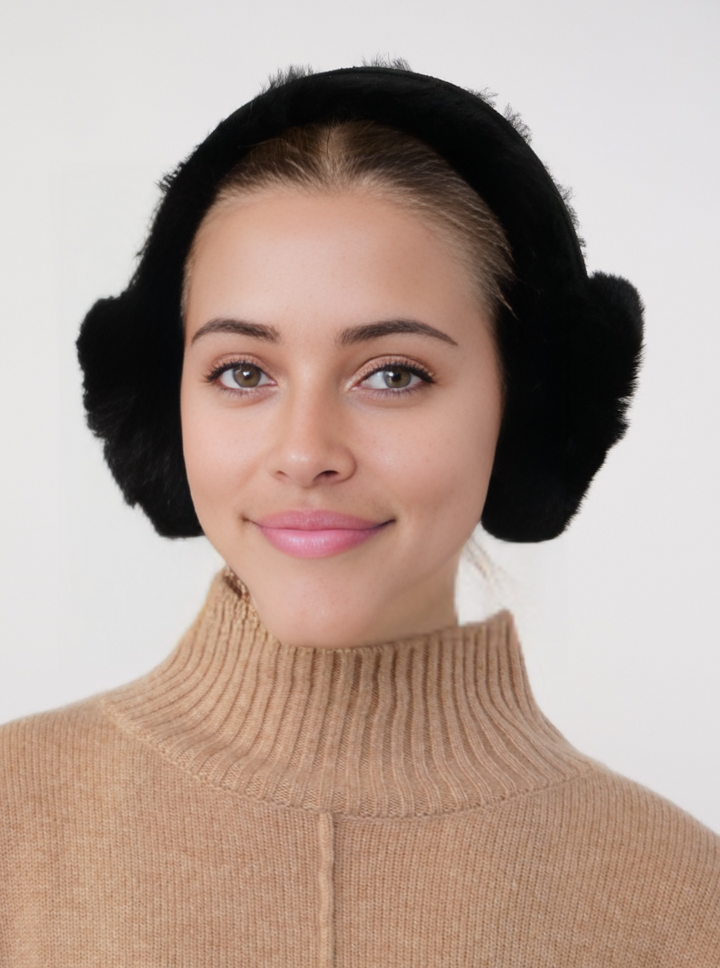 ZXM-207 Ear Muffs - Suede Lamb - Women - Black