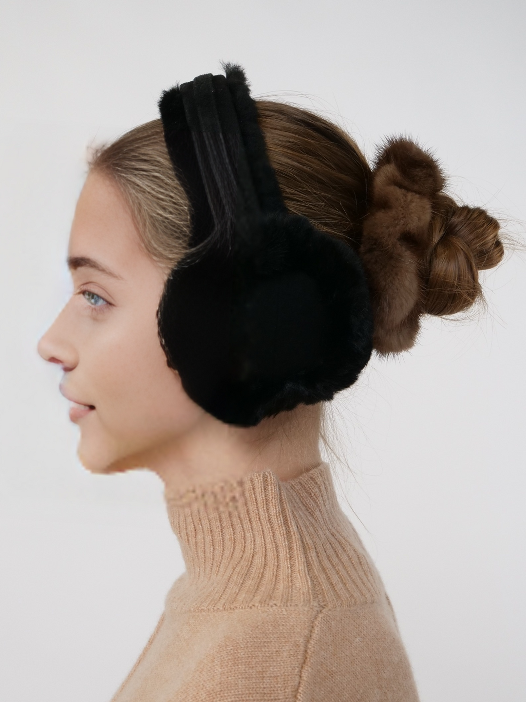 ZXM-207 Ear Muffs - Suede Lamb - Women - Black