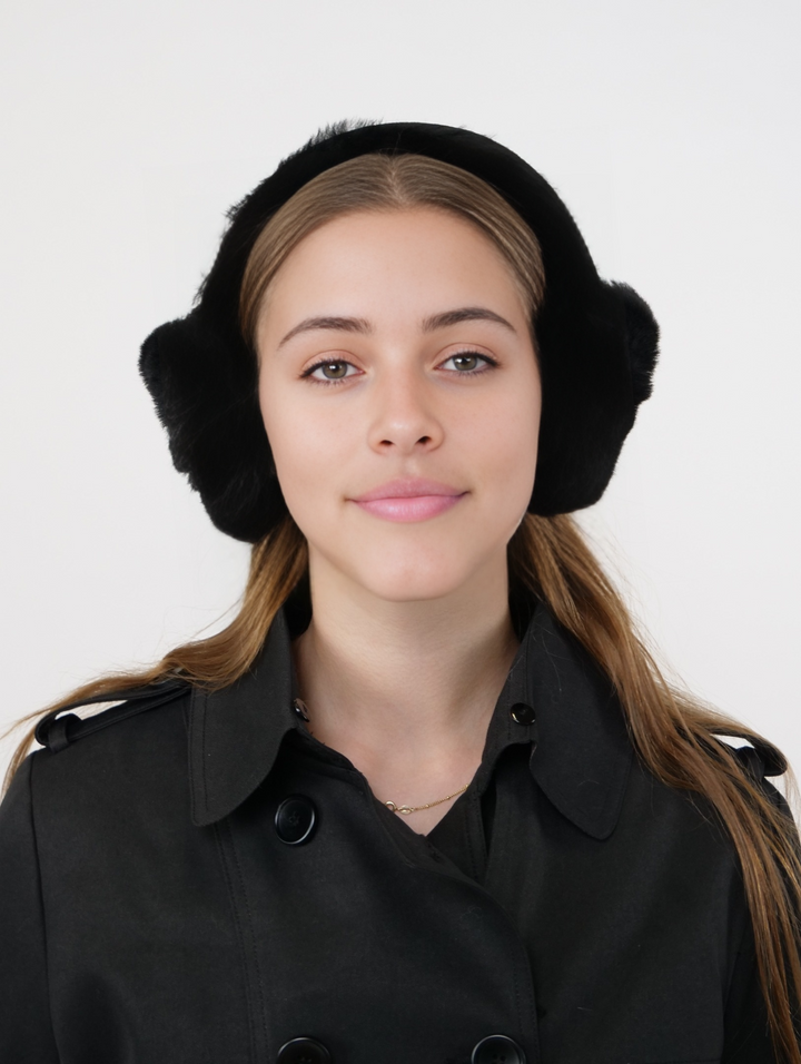 ZXM-207 Ear Muffs - Suede Lamb - Women - Black