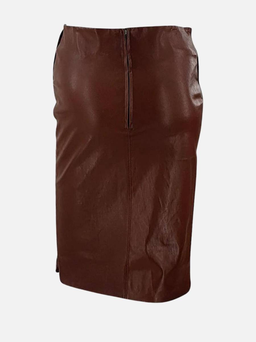 Carlotta Skirt - Lamb Stretch Leather - Women - Copper Brown