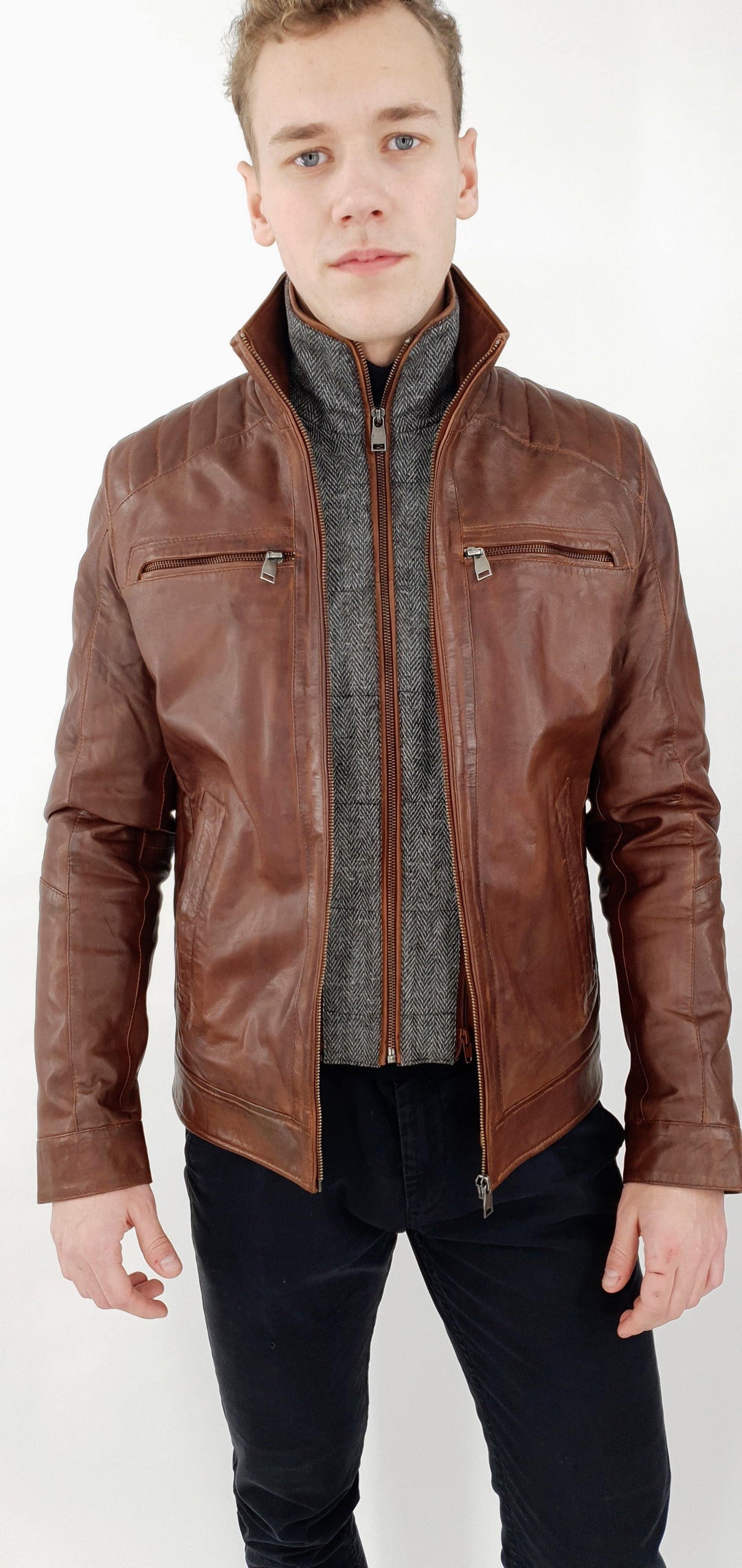 Smart - Leather jacket - Man - Copper Brown