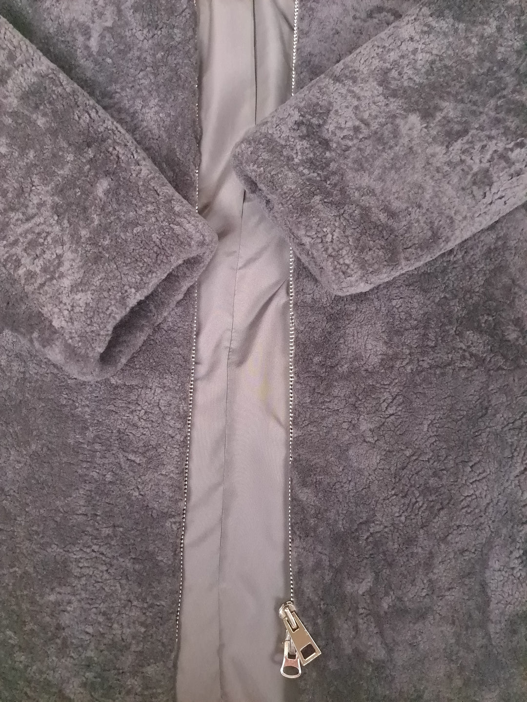 Delaney, 87 cm. - Hood - Curly Lamb - Women - Segred Grey