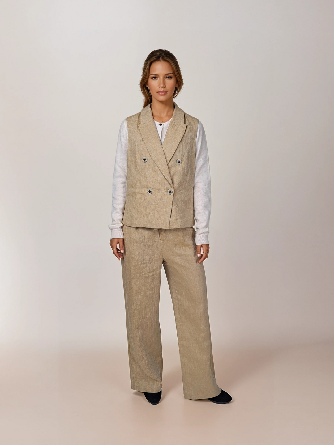 651 Linen Trousers - Linen - Women - Oatmeal