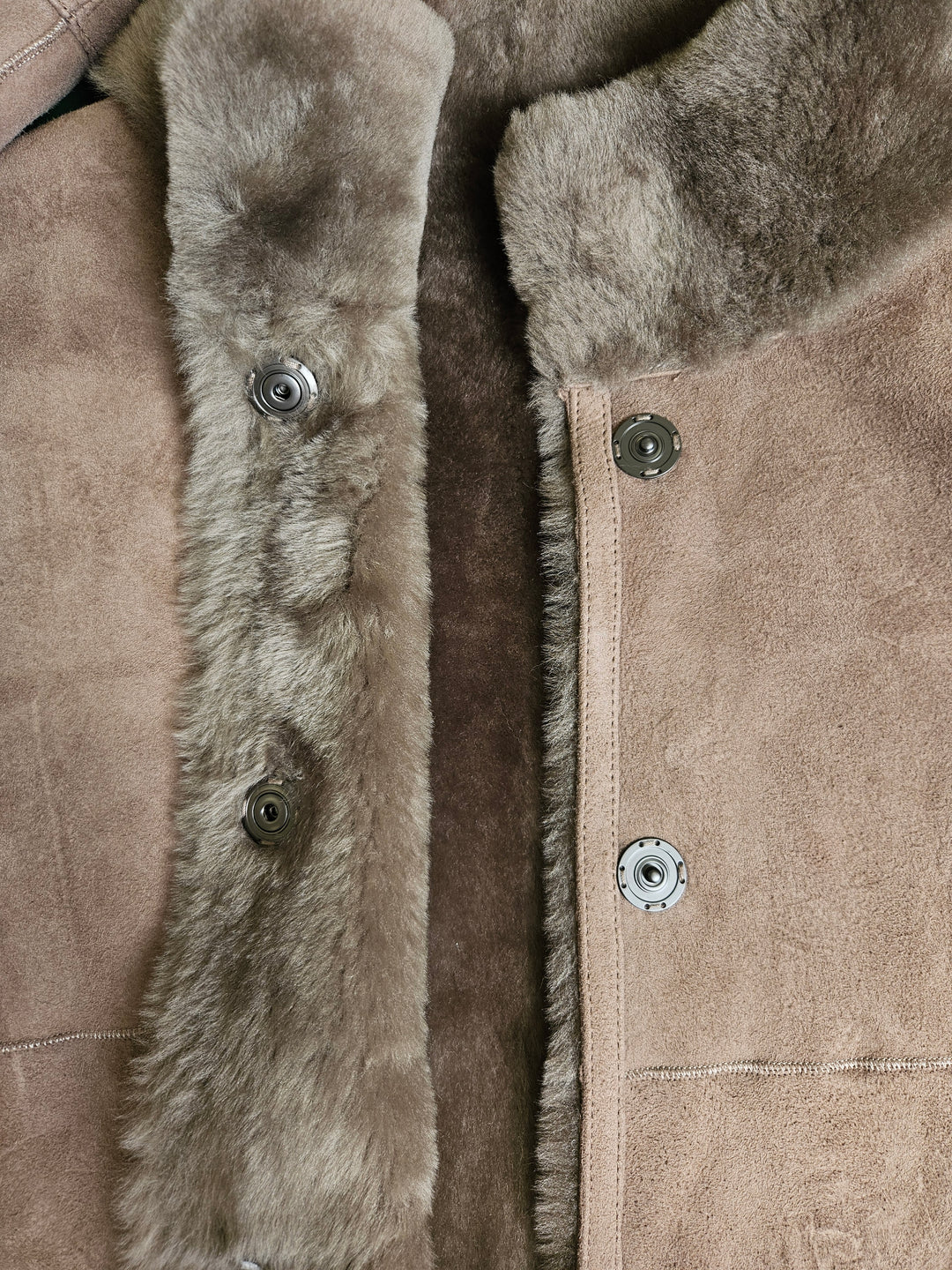 Giorgiana, 95 cm. - Collar Suede Lamb - Women Dark Oak