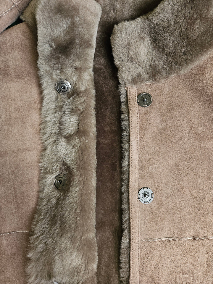 Giorgiana, 95 cm. - Collar Suede Lamb - Women Dark Oak
