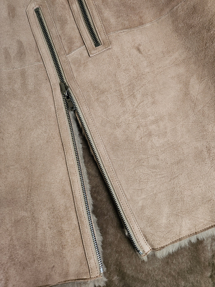 Giorgiana, 95 cm. - Collar Suede Lamb - Women Dark Oak