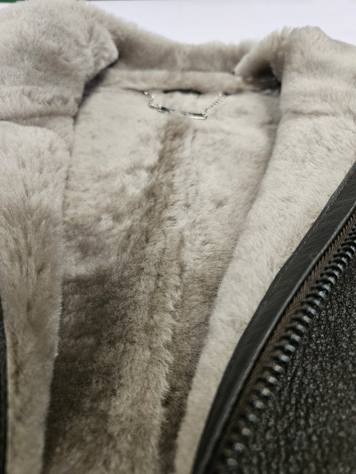 Hank, 68 cm. - Collar Nappa Lamb Crack - Man Dark Brown