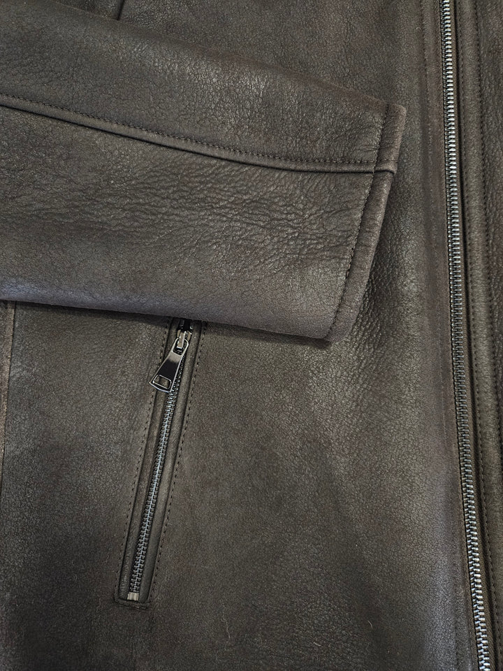 Hank, 68 cm. - Collar Nappa Lamb Crack - Man Dark Brown