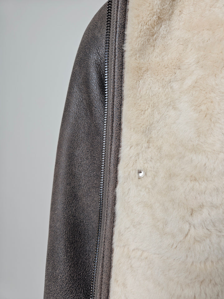 Carlo, 100 cm. - Collar Nappa Lamb Crack Washed - Man Dark Brown