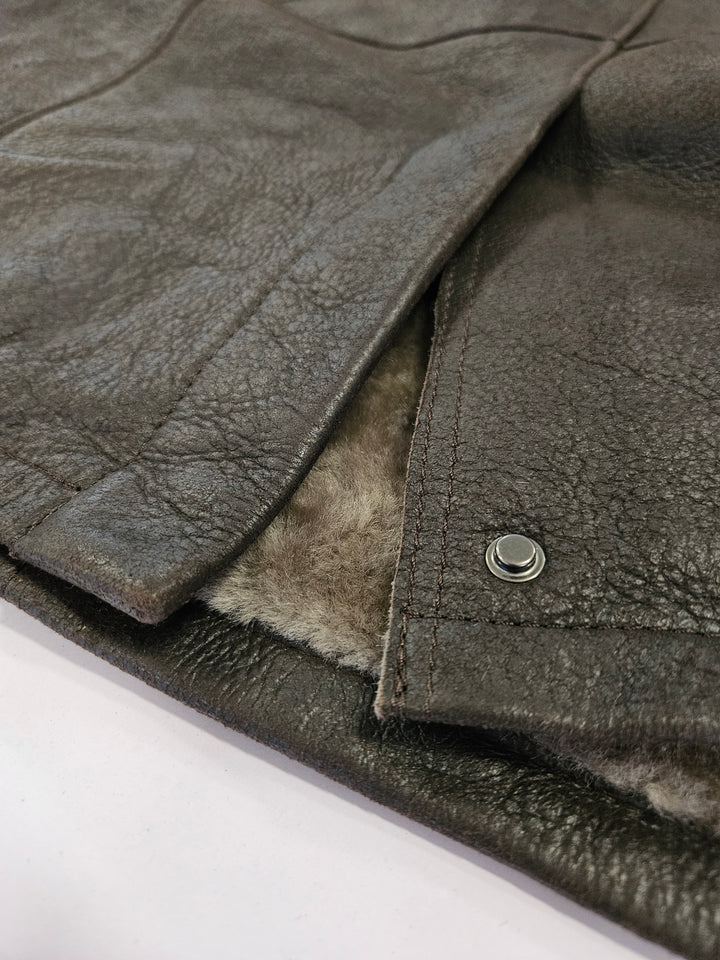 Wagenheber, 80 cm.  - Nappa Lamb Crack - Mann - Braun