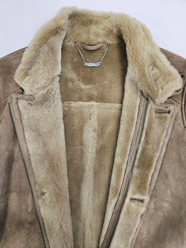 Carlo, 100 cm. - Kragen - Wildleder-Lammmantel - Herren - Dunkle Eiche
