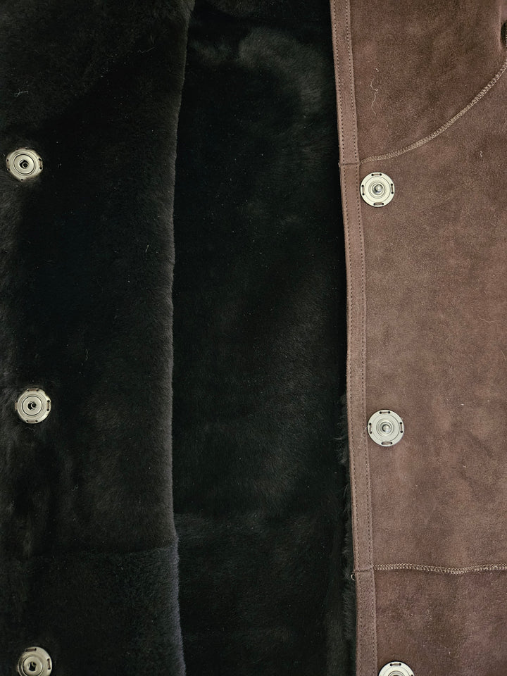 Ausron-A, 110 cm. - Hood Suede Lamb - Women Dark Brown