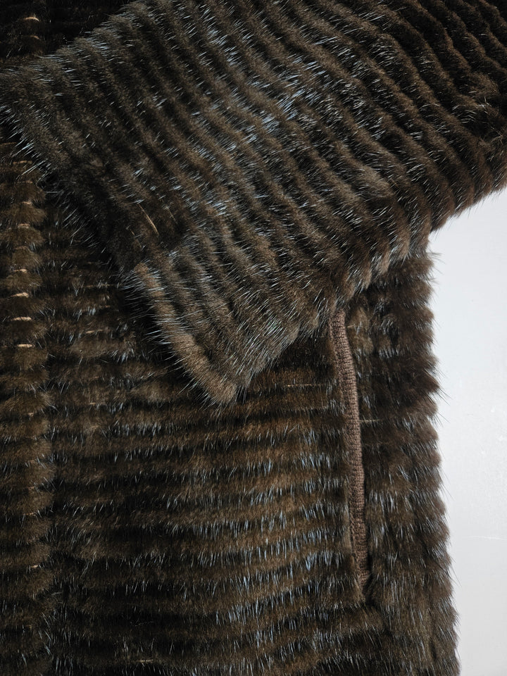 Juvignac, 95 cm. - Hood Mink & Wool - Women Mahogany