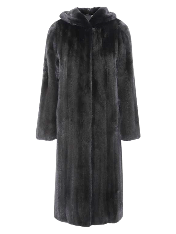 Sabine, 110 cm. - Hood - Mink farvet - Kvinder - Sort