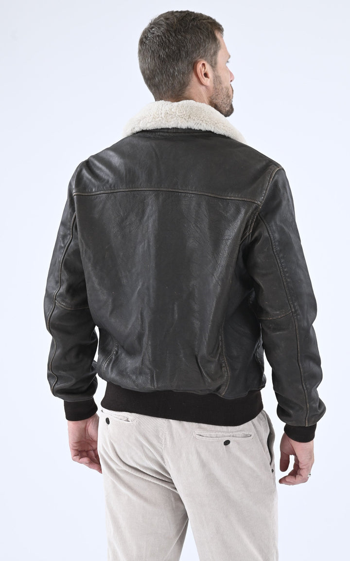 A "LC PILOT USED" Marron Schott Pilote Homme back photo