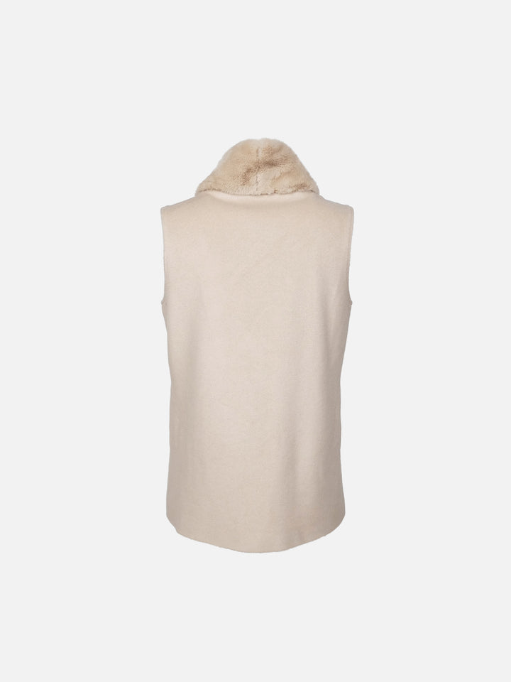 Haramont Vest, 70 cm. - Collar - Wool & Cashmere Vest - Women - Dark Cream