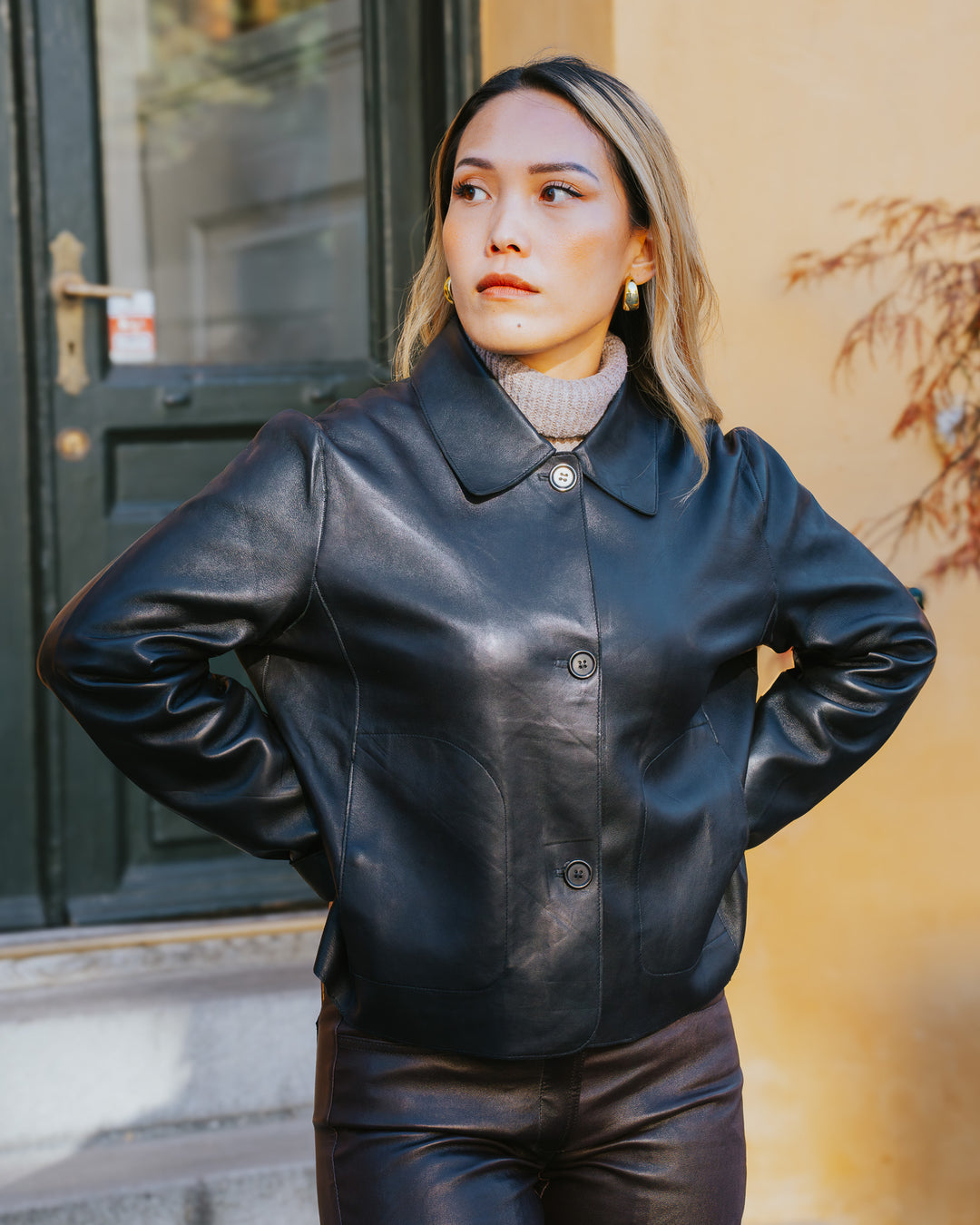 Kana, 52 cm. - Lamb Dior Bonded Leather-Damen - Schwarz