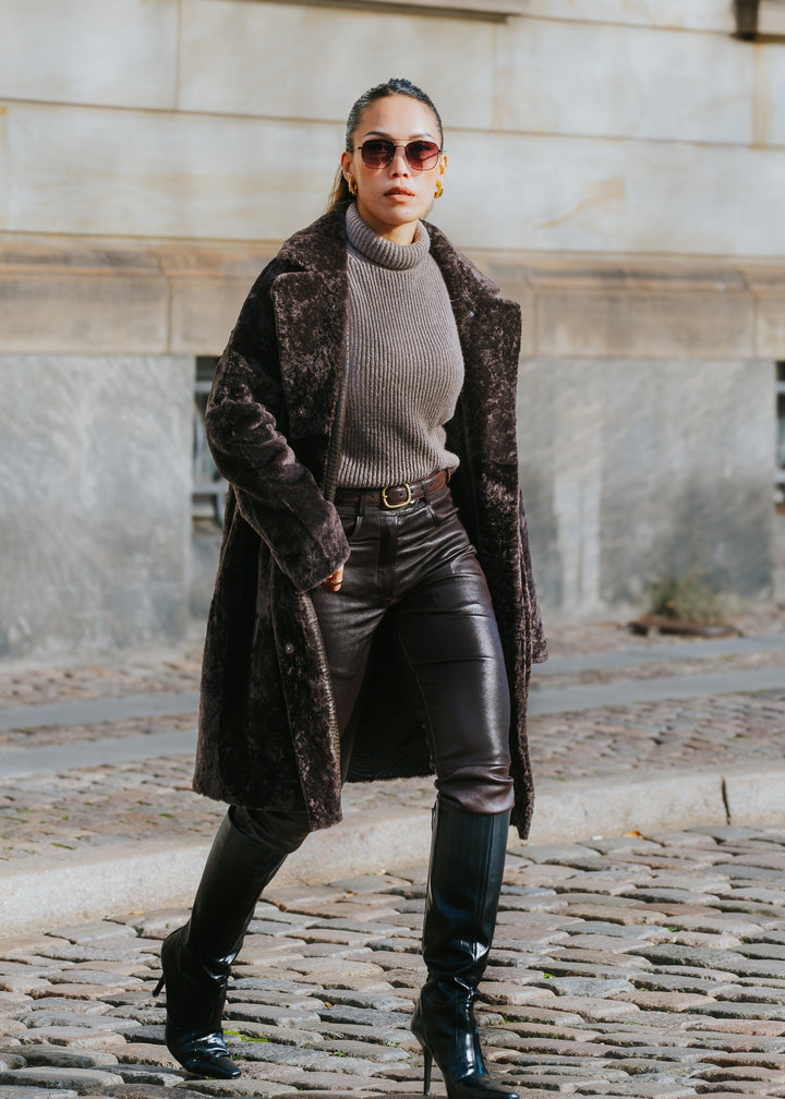 Izel, 95 cm. - Kragen - Nappa-Lamm - Damen - Braun