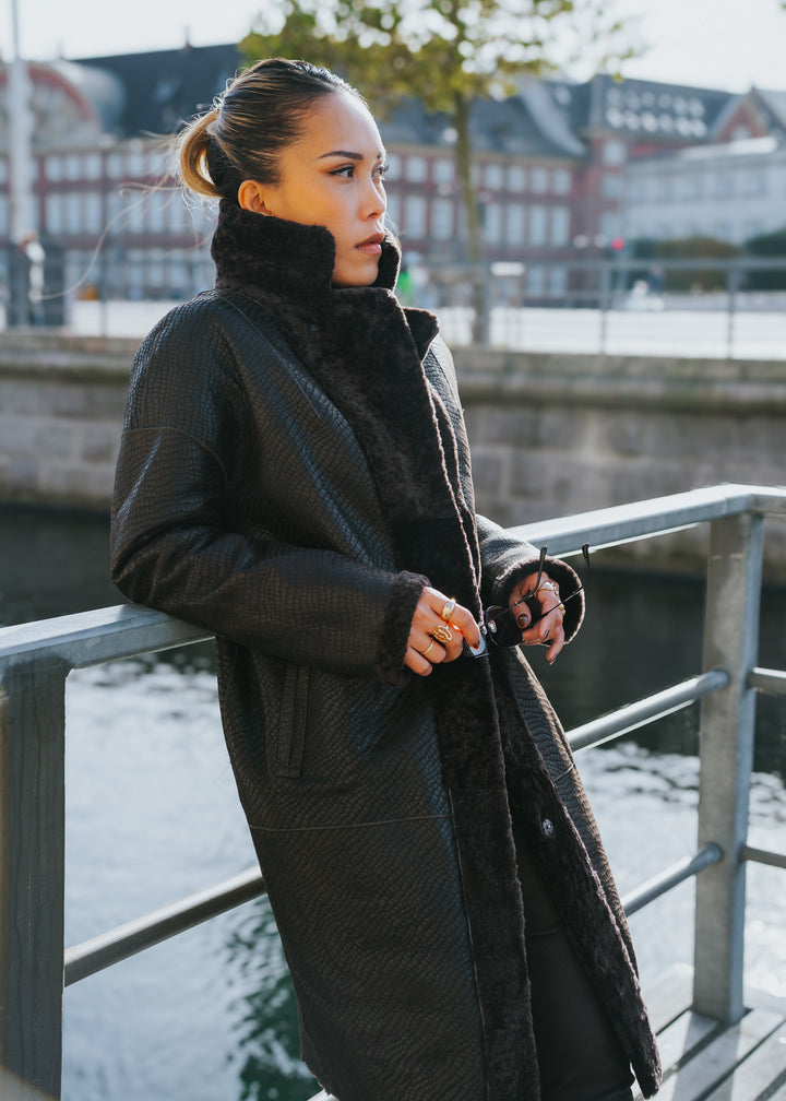 Izel, 95 cm. - Kragen - Nappa-Lamm - Damen - Braun