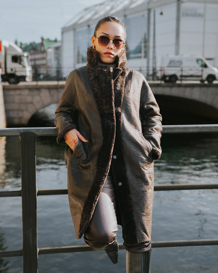 Izel, 95 cm. - Kragen - Nappa-Lamm - Damen - Braun