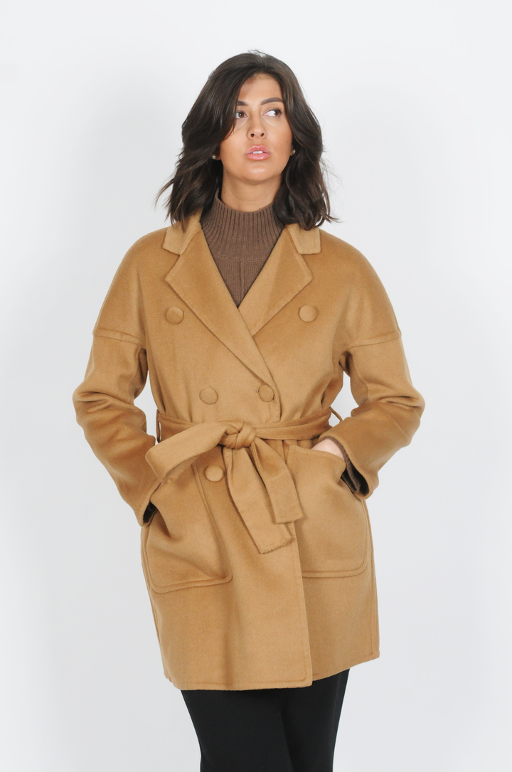 Heda, 85 cm. - Collar - Wool jacket - Women - Camel