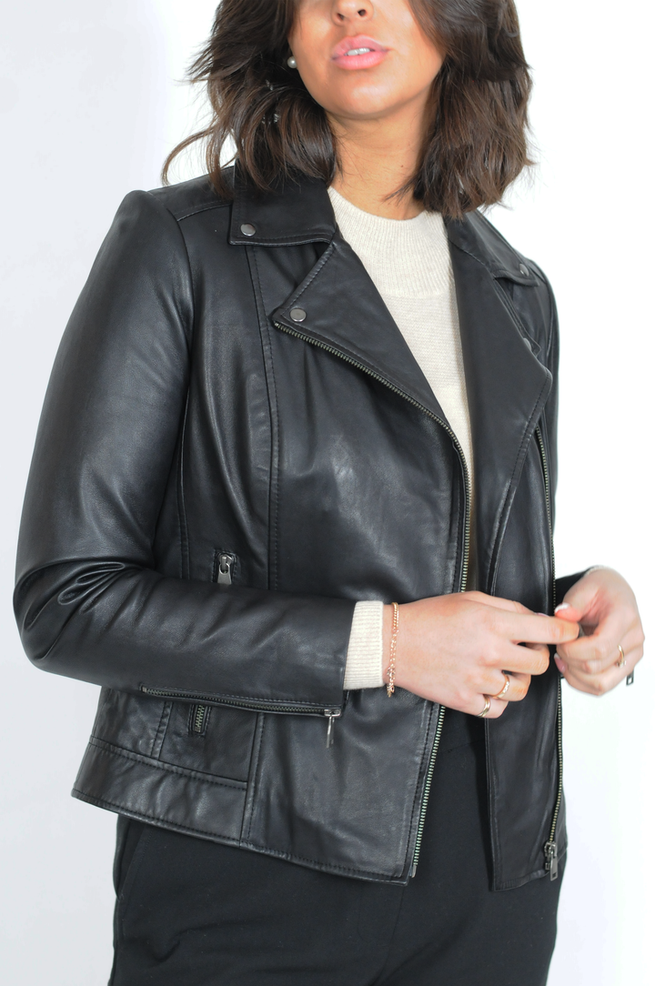 Bella - Lamb Leatherjacket - kvinner - svart