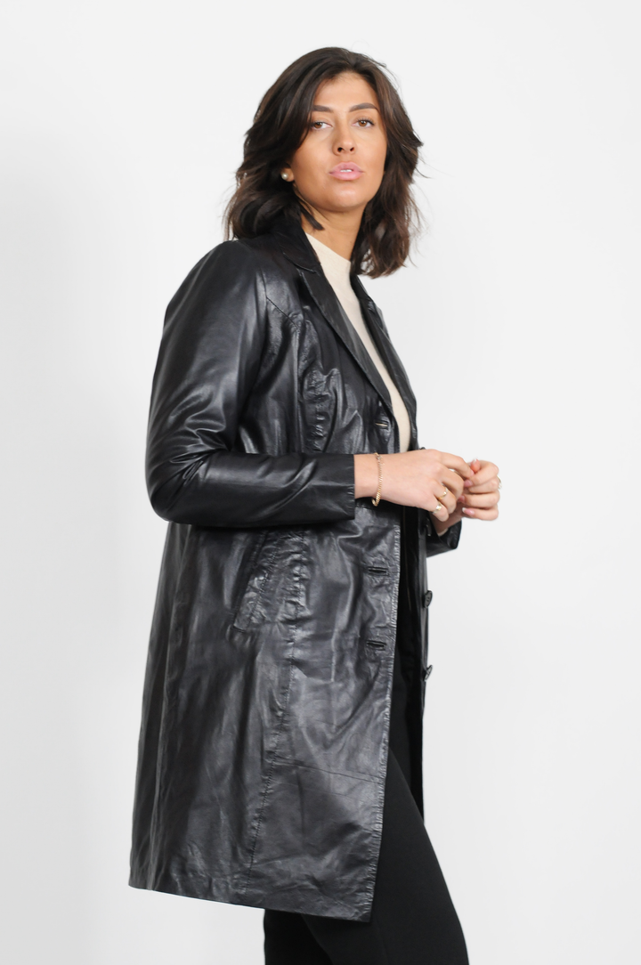 Erika - Veste en cuir Lamb Malli - Femme - Noir