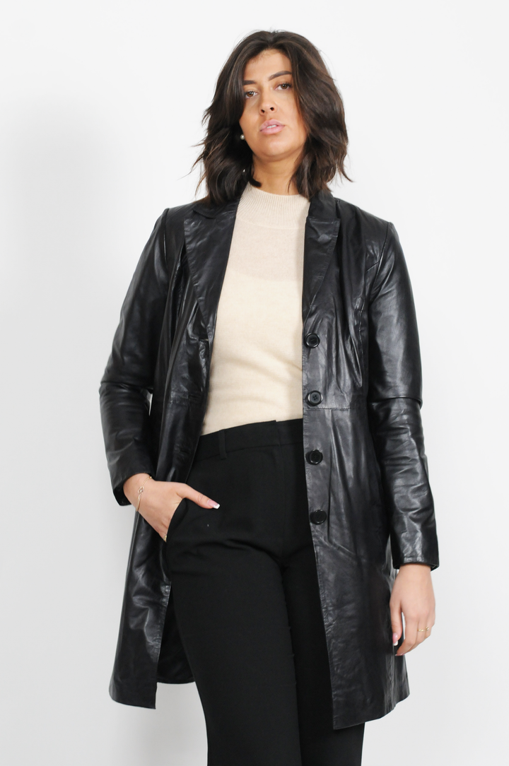 Erika - Veste en cuir Lamb Malli - Femme - Noir