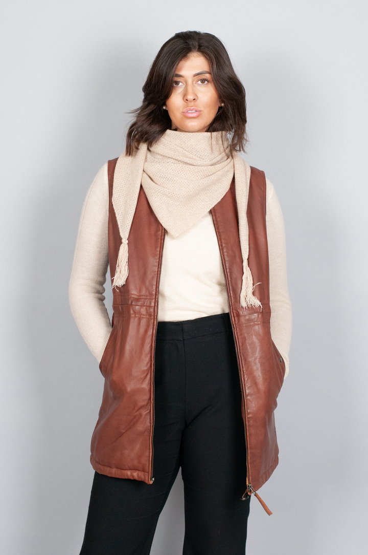 Finley - Lamb Leather Vest - Women - Dark Cognac