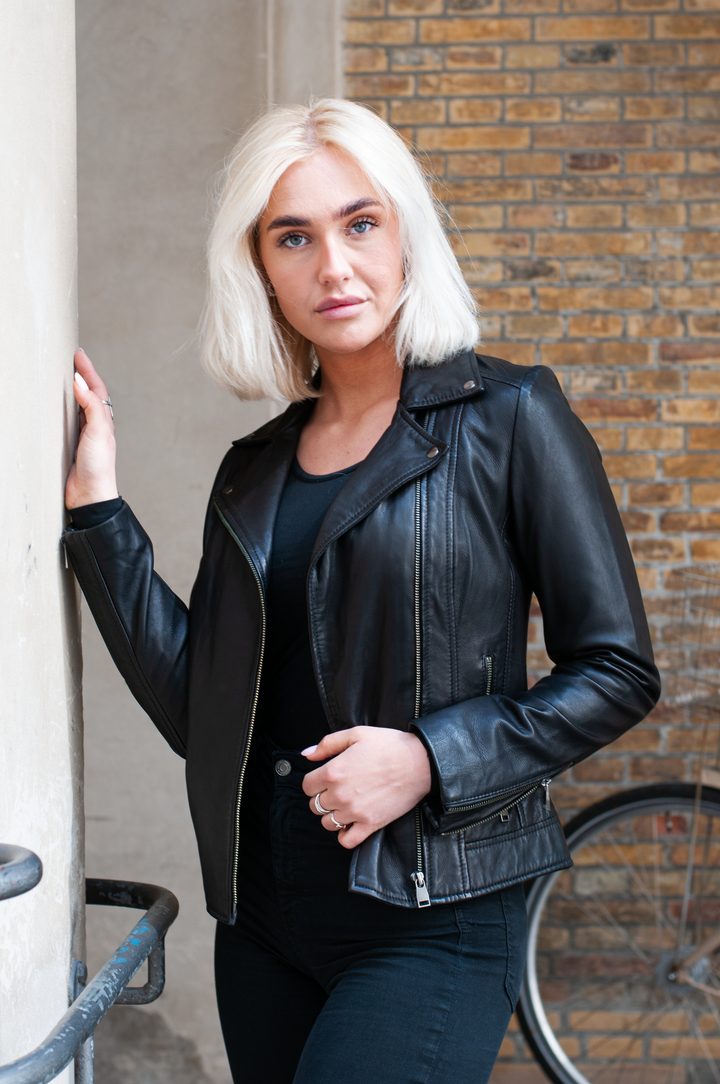 Bella - Lamb Leatherjacket - kvinner - svart