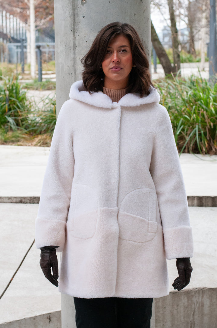 Fernandina, 85cm - Hood - Air Wool - Women - Off White