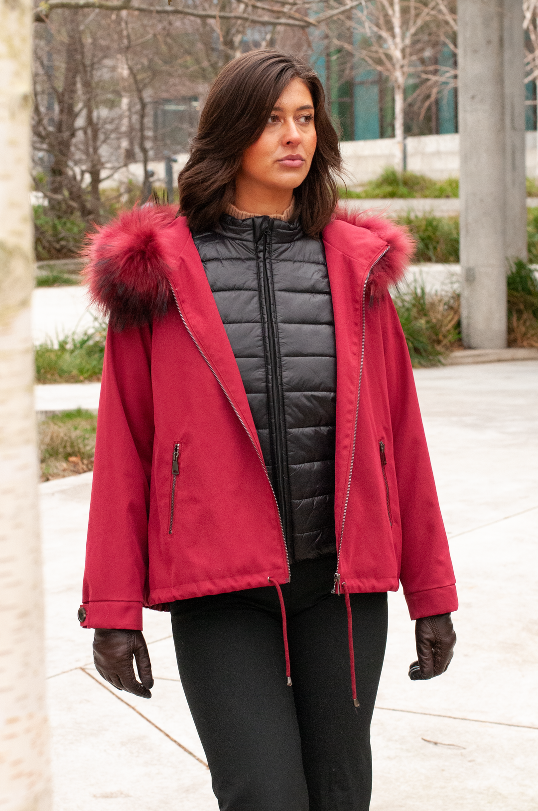 Filla, 69 cm. - Hood - Textile - Women - Red