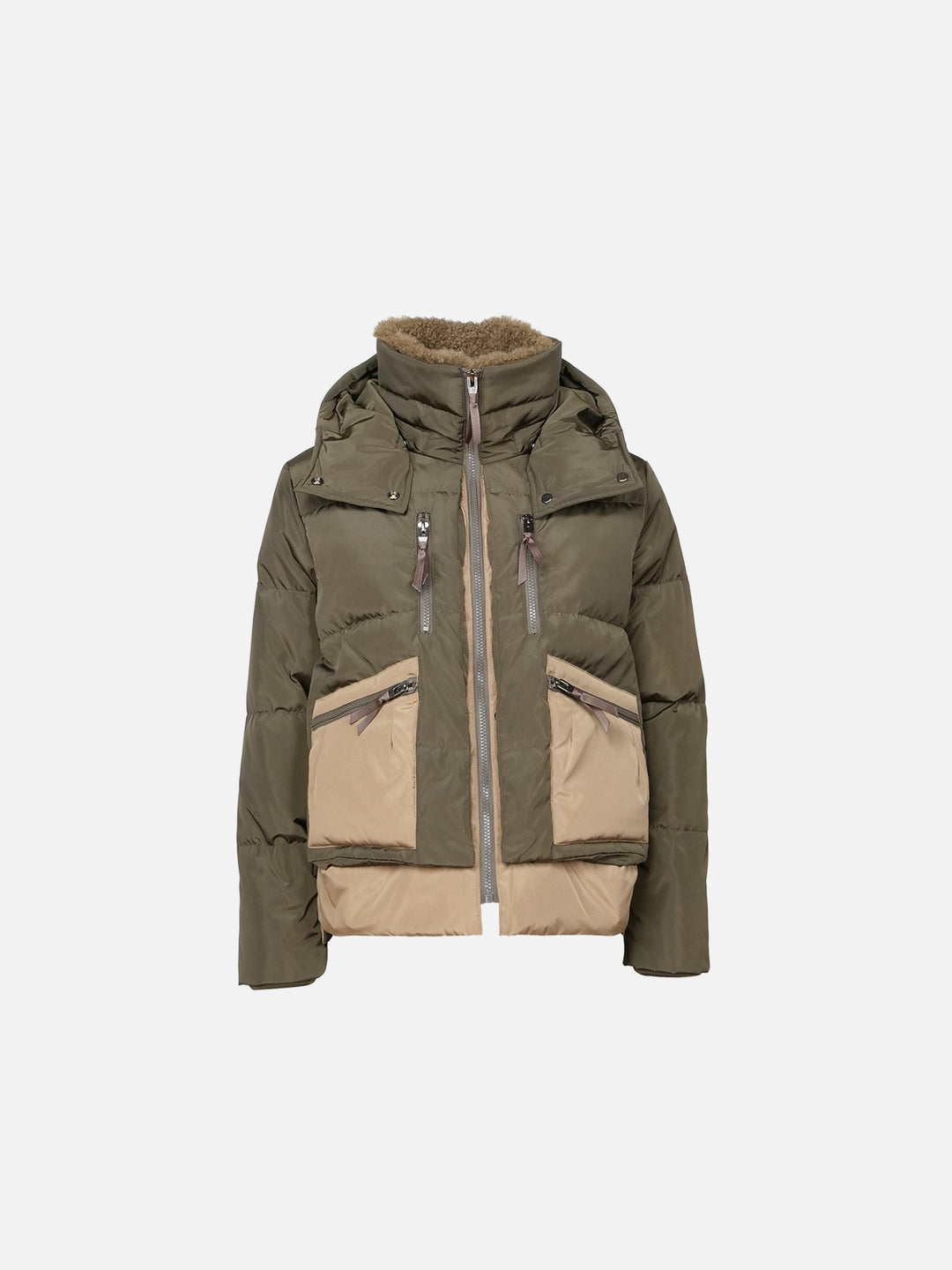 Henriette 61 cm. - Kapuze - Echte Daunenjacke - Damen - Army &amp; Camel