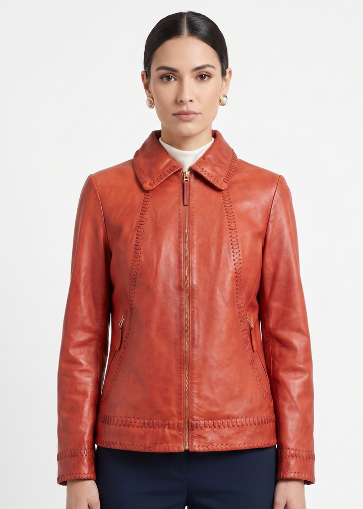 Ruby - Comfort, 60 cm. - Lam Costa Læderjakke - Dame - Meru Rød