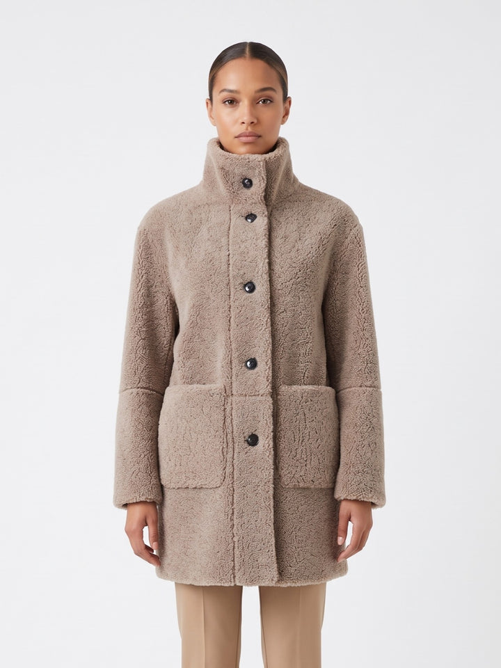 Jinane, 85 cm. - Curly Lamb - Damen - Grau