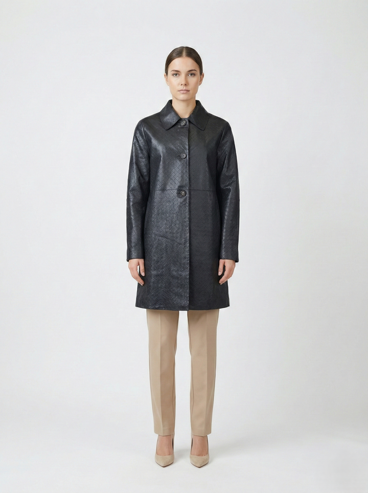 Valentina, 85 cm. - Collar - Lamb Leather - Women - Black