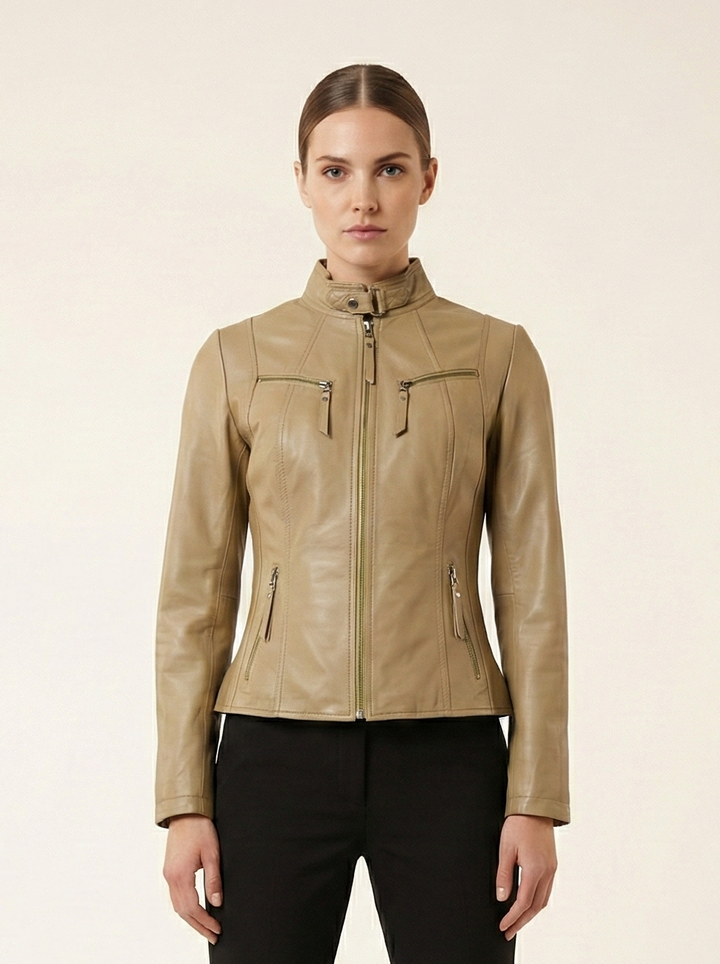 P 14-01, 55 cm. - Lamm Olive Garvat Läder-Wome - Olive