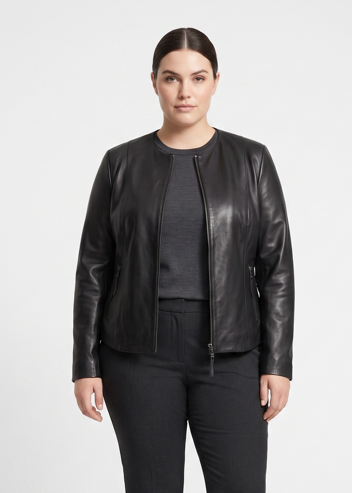 PP 108 - Comfort - Lamb Malli Leather - Dame - Sort / Læder Skinds Jakke - Levinsky – Kvinde