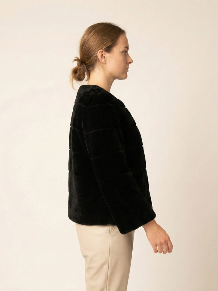 Horiane, 55 cm. - Hair raide d'agneau - femmes - noir