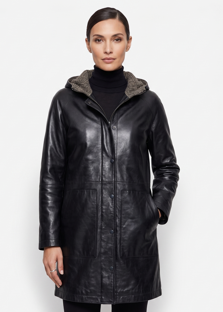 Ethan, 80 cm. Lamb Thick Dace Leather -Women Black