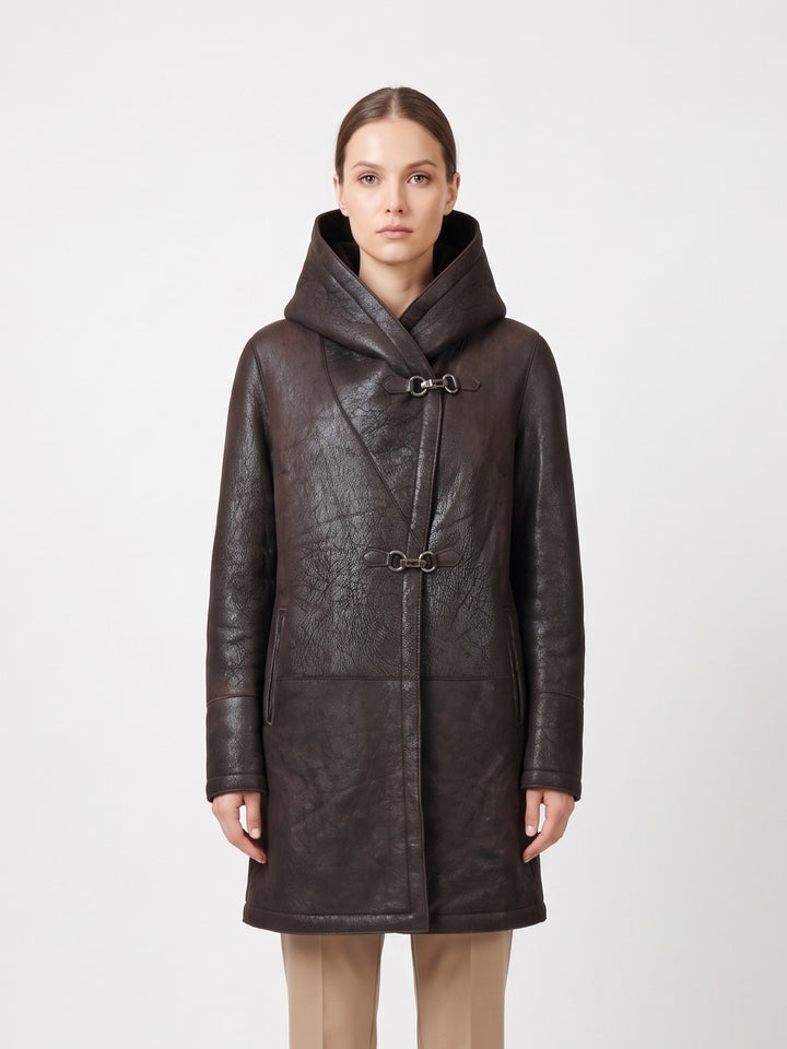 969, 90 cm. - Hood Nappa Lamb Crack - Women Brown