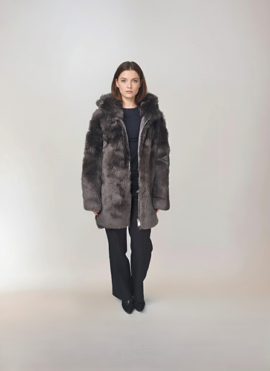 Iphigenie, 85 cm. - Hætte - Toscana Lamb - Damer - Taupe