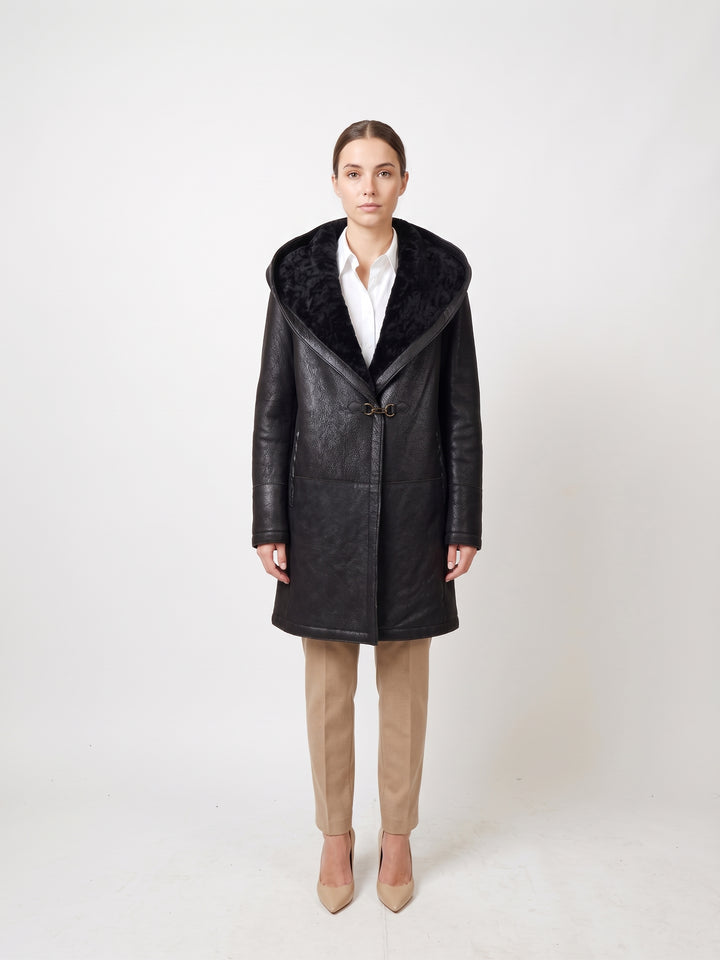 969, 90 cm. - Hood Nappa Lamb Crack - Women Brown