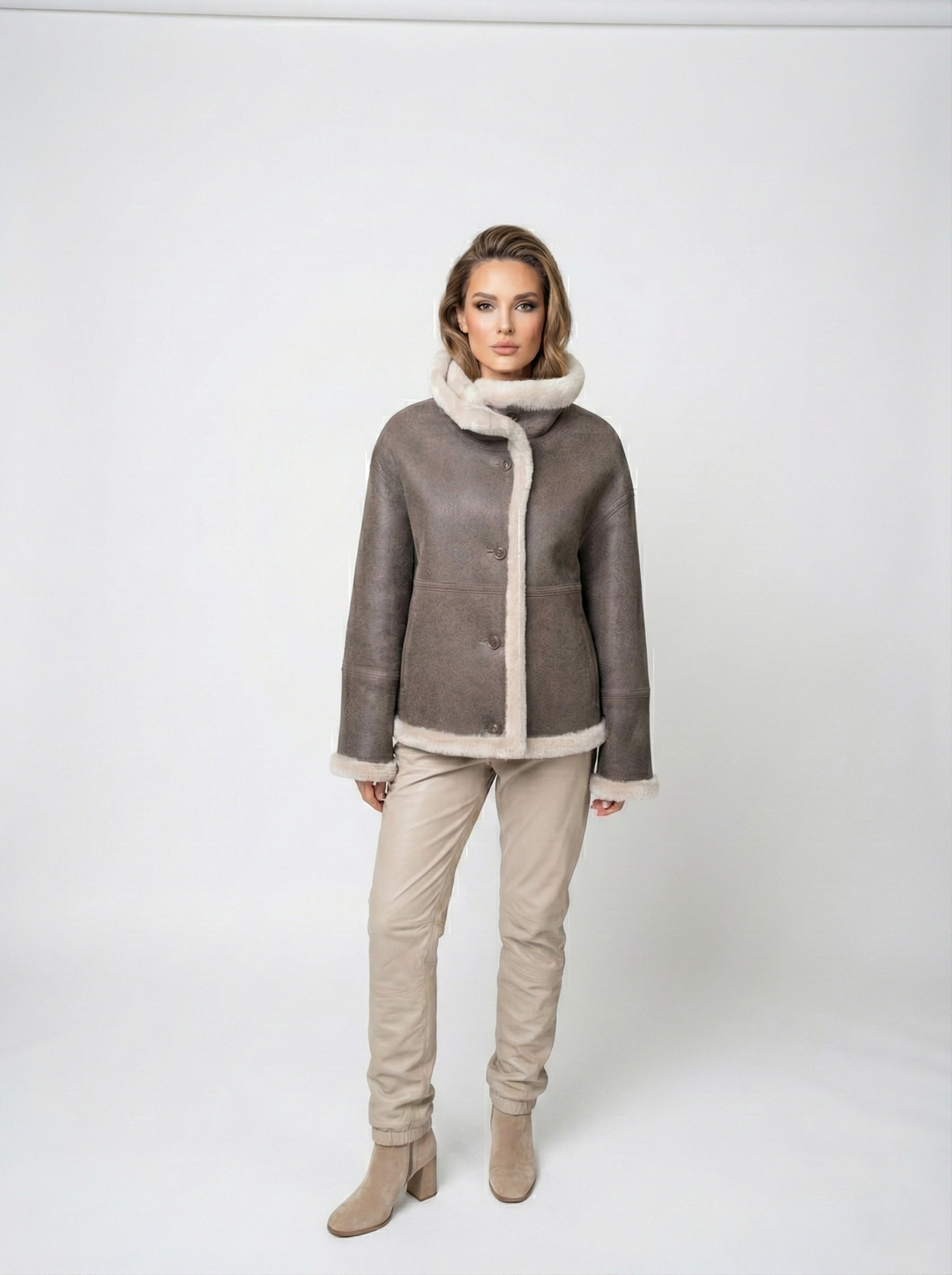 Iolande, 60 cm. - Collier - Nappa Lamb Crack - Femmes - Brown