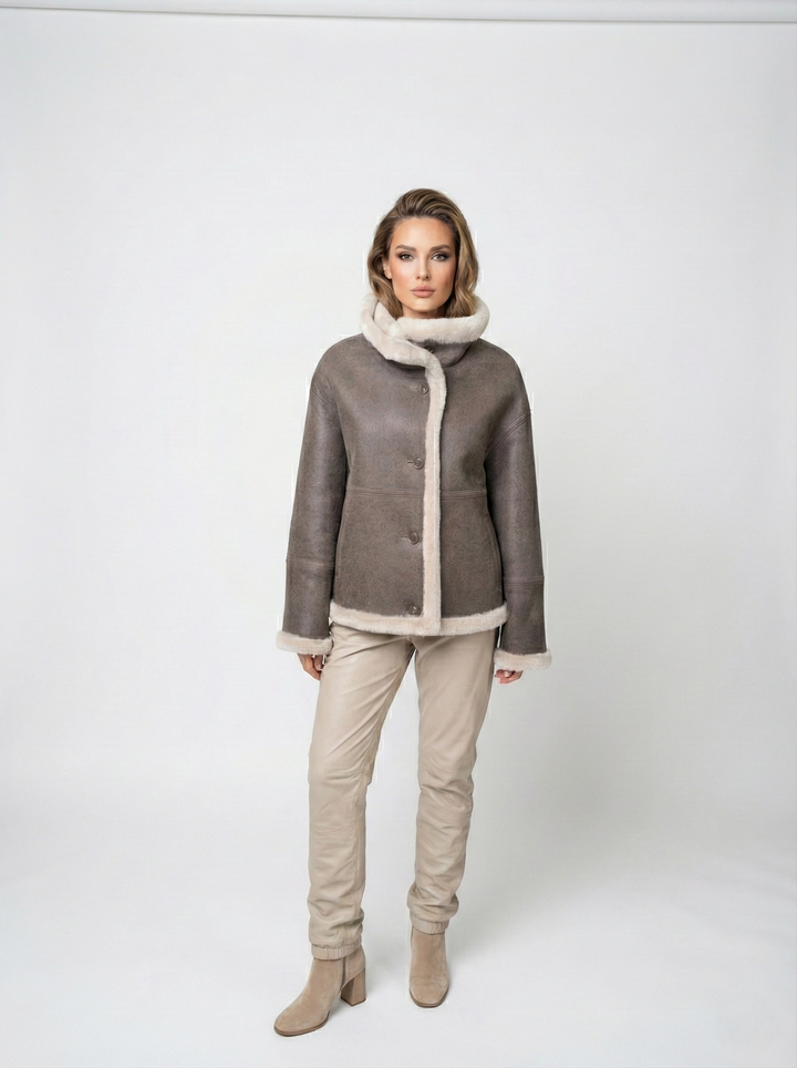 Iolande, 60 cm. - Collier - Nappa Lamb Crack - Femmes - Brown