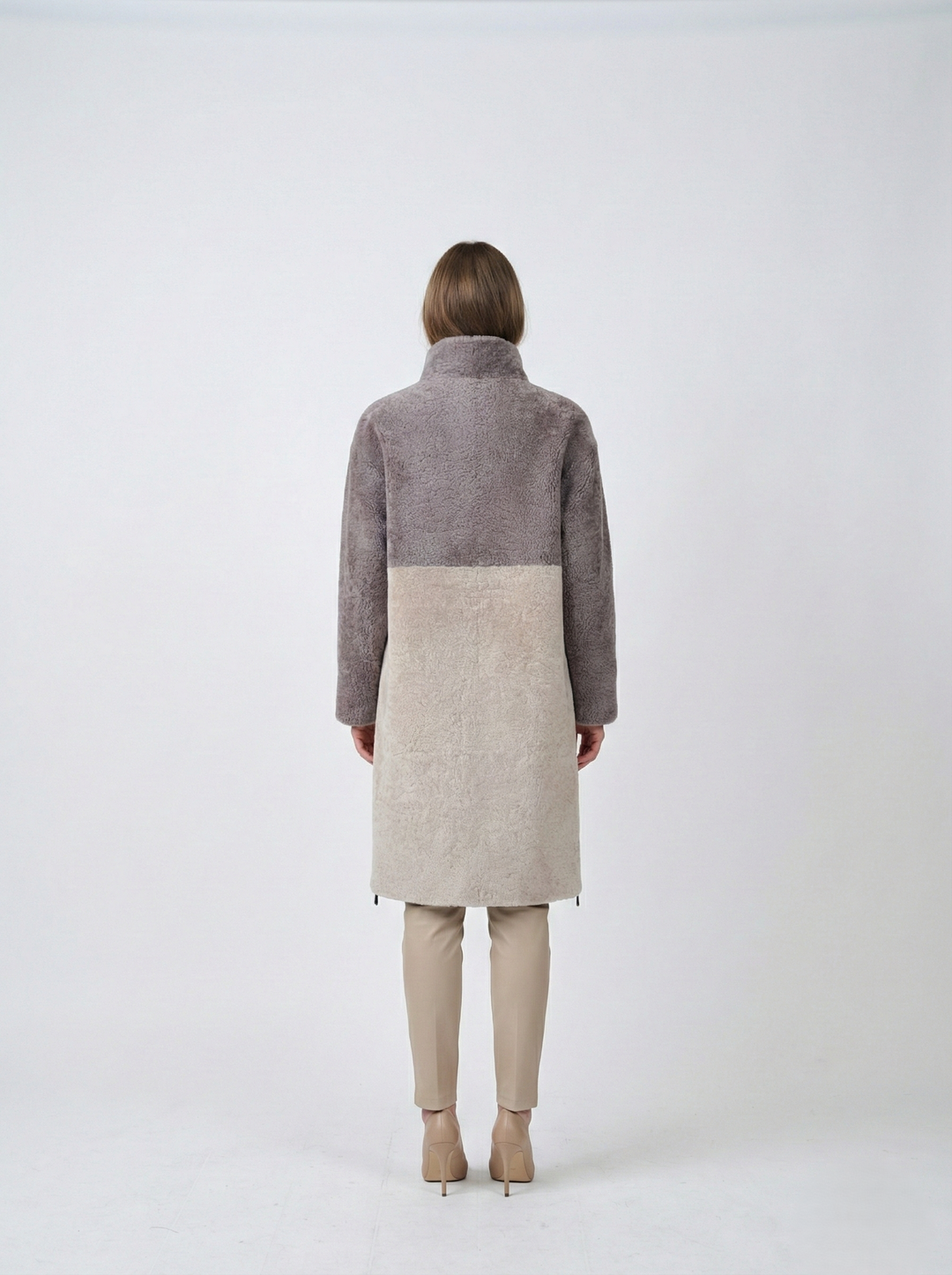 Filuka, 100 cm. - Collar - Curly Lamb - Women - Latte & Dark Beige