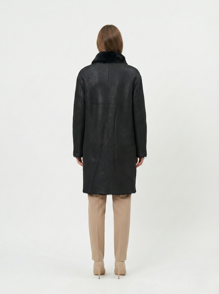 Giorgiana, 95 cm. - Hood - Nappa Lamb Crack - Kvinder - Sort