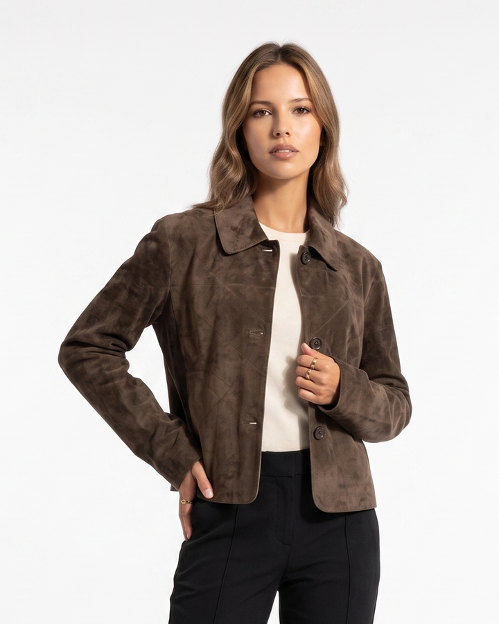 Vida, 53 cm. Goat Suede Leather - Women Olive