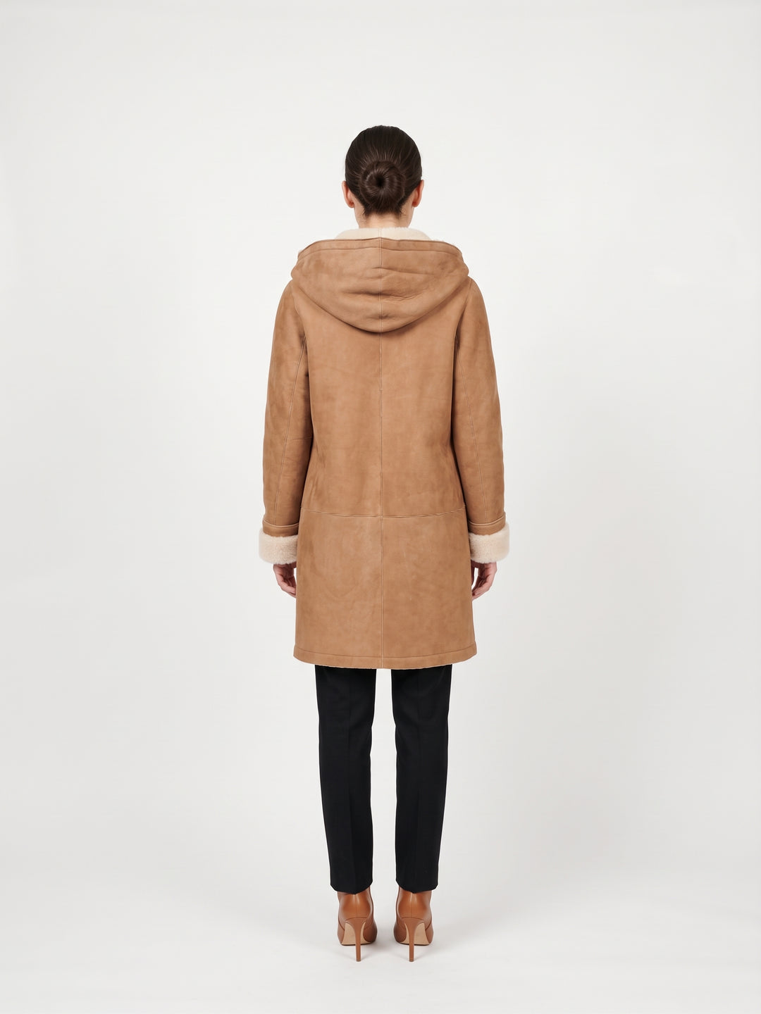 969, 90 cm. - Hood Suede Lamb - Women Cognac