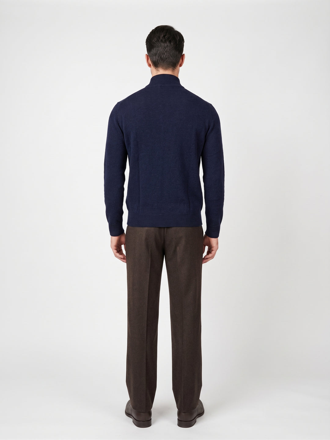 SY-1568-9 Herre sweater med halv lynlås - 100 % ren kashmir - mænd - mørkeblå